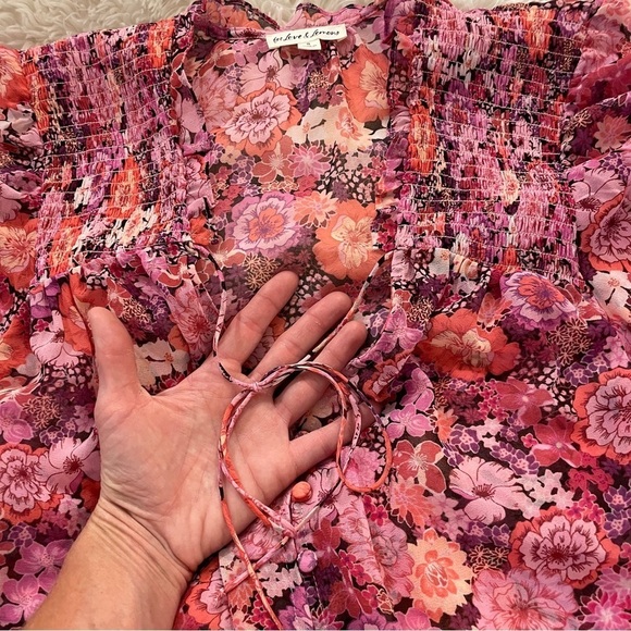 For Love & Lemons Grace Blouse Carnation Floral Small Pink - Picture 6 of 9